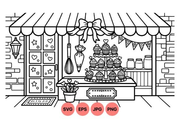 Bakery Shop Cupcake Illustration: A Versatile Graphic for Sweet Branding Moments