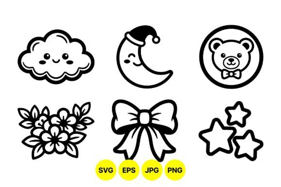 Cute Baby Nursery Clipart Pack: Playful Graphics for Charming Illustrations