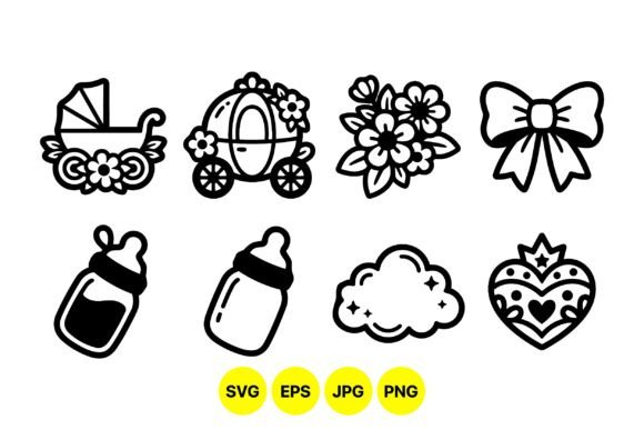 Cute Baby Shower Icon Line Art: Graphics & Illustrations for Soft, Approachable Branding
