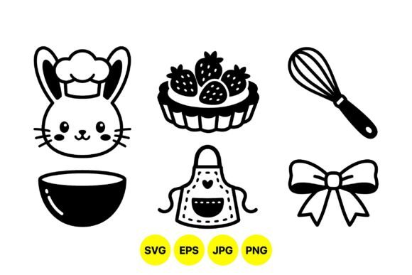 Cute Cooking Bunny Clipart Set: Playful Graphics for Lifestyle Blogs and Editorial Illustrations
