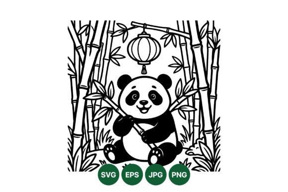 Cute Panda Bamboo Clipart: Friendly Illustrations for Local Business Branding