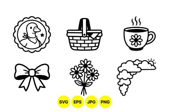 Cute Spring Picnic Clipart Set: Fresh Illustrations for Local Branding and Packaging Graphics