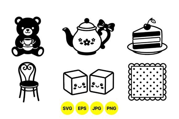 Cute Tea Time SVG Icons: Playful Illustrations for Lifestyle Blog Graphics