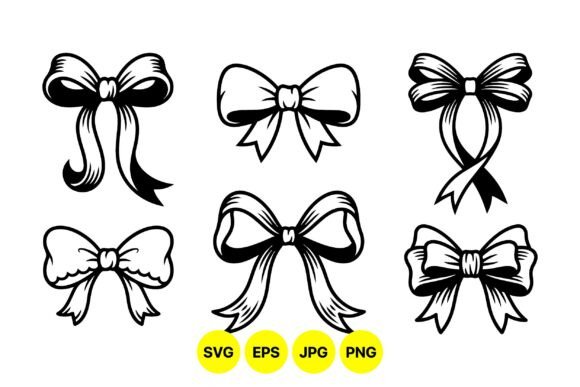 Elegant Ribbon Bow Clipart Set: Sophisticated Graphics for Branding & Packaging Illustrations