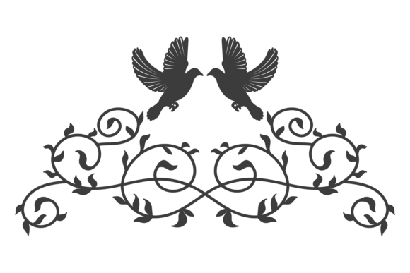 Elegant Wedding Doves Ornate Header Graphics for Crafters & Etsy Sellers