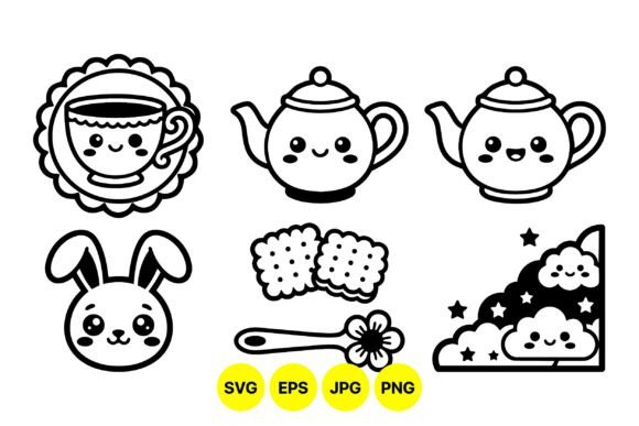 Kawaii Tea Time Clipart Set – Cute Graphics for Digital Sellers
