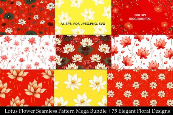 Lotus Pattern Mega Bundle: Floral Graphics for Elegant Illustrations