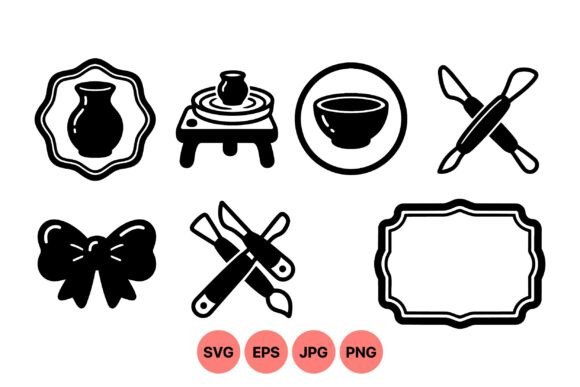Pottery Tools and Art Icons: A Clean Graphic Design Collection for Creative Bloggers