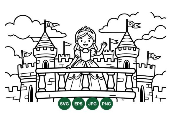Princess Castle Outline SVG Design: A Versatile Graphic for Whimsical Branding & Marketing