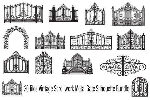 Vintage Scrollwork Metal Gate Graphics & Illustrations