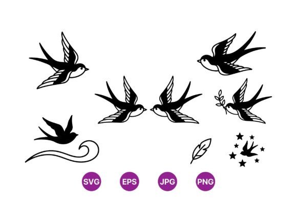Vintage Swallow Bird Clipart Set – Elegant Graphics for Handmade Illustrations