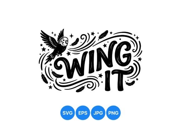 Wing It Bird Typography Design: A Playful Illustration for Digital Sellers